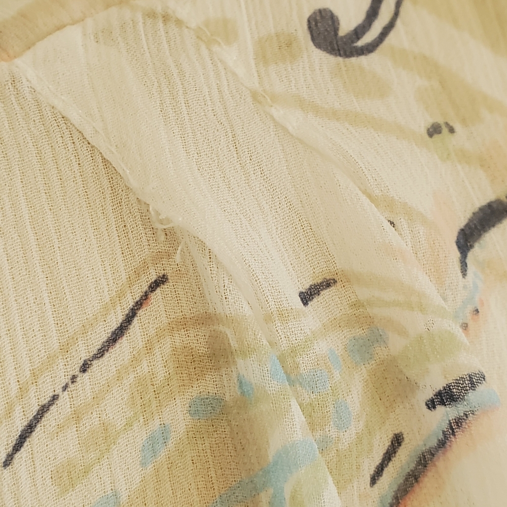 Chicos Cream Floral Open Front Kimono Coverup Size 2 - Picture 3 of 7